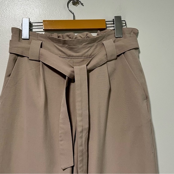 Jacqueline de Yong Women’s Beige Paperbag High-Waisted Belted Trousers - Size S - Picture 3 of 14